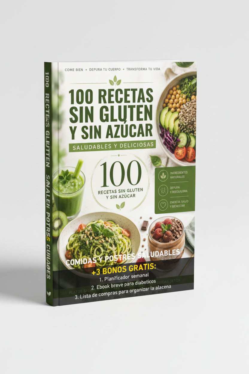 Aprende 100 recetas faciles sin gluten y sin azucar + 3 bonos ,empieza tu emprendimiento y gana dinero al mes.